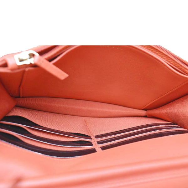 CHANEL CC WOC Chevron Leather Wallet On Chain Crossbody Bag Red