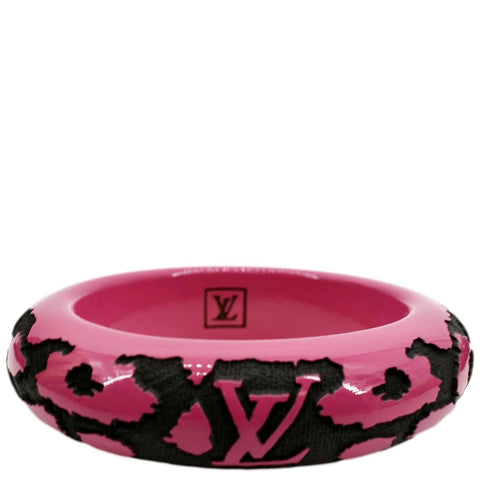LOUIS VUITTON Leo Bangle Monogram Lacquer Wood Bracelet Fuchsia Pink