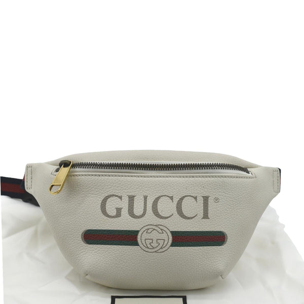 GUCCI Print Small Leather Belt Waist Bum Bag White 527792