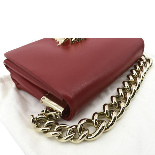 Versace Medusa Calfskin Leather Chain Clutch Bag Red - Top Right