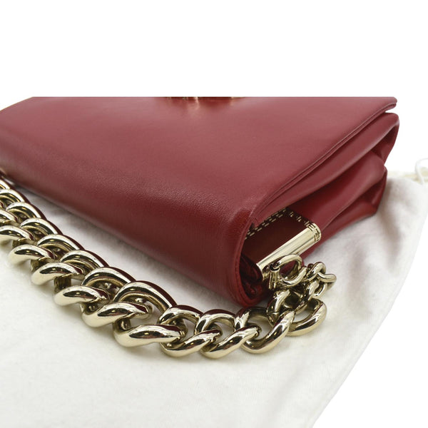 Versace Medusa Calfskin Leather Chain Clutch Bag Red - Top Left