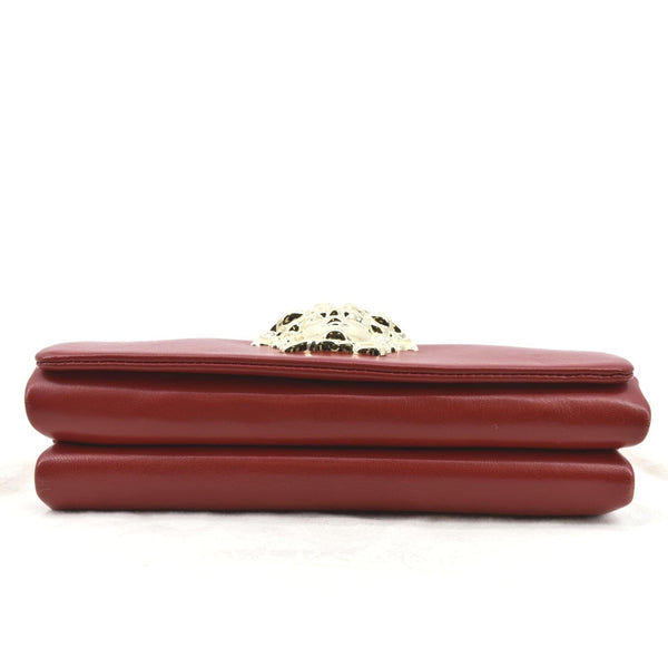 Versace Medusa Calfskin Leather Chain Clutch Bag Red - Bottom