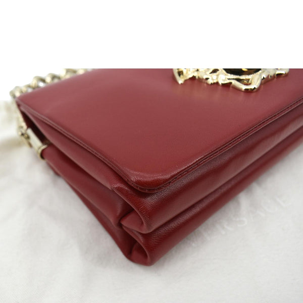 Versace Medusa Calfskin Leather Chain Clutch Bag Red - Bottom Left