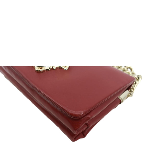 Versace Medusa Calfskin Leather Chain Clutch Bag Red - Bottom Right