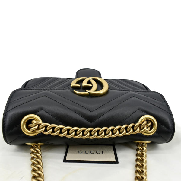 Gucci GG Marmont Mini Leather Shoulder Bag Black - Top