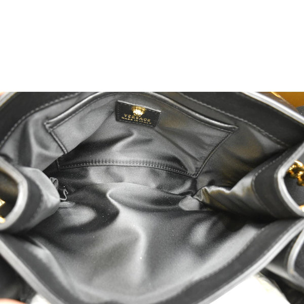 Versace Medusa Calfskin Leather Chain Clutch Chanel Bag Black - Inside