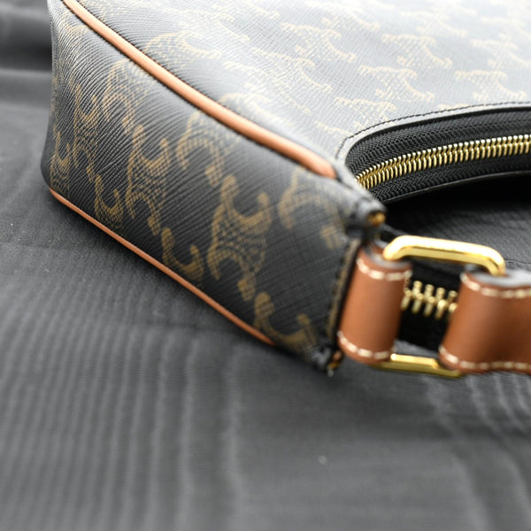 Celine Ava Triomphe Canvas Calfskin Shoulder Bag Tan - Top Right