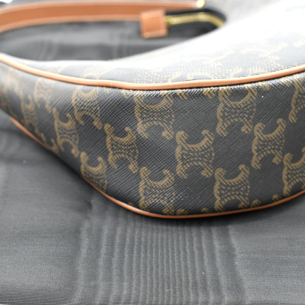 Celine Ava Triomphe Canvas Calfskin Shoulder Bag Tan - Bottom Left