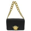 Versace Medusa Calfskin Leather Chain Clutch Chanel Bag Black - Front