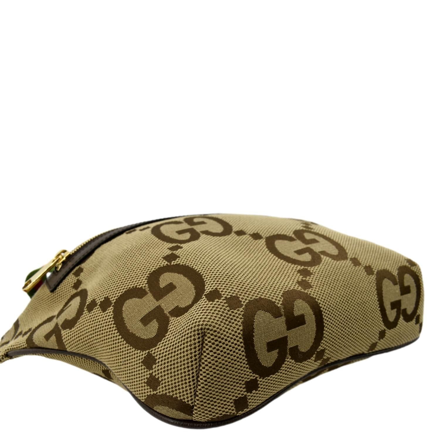 GUCCI Jumbo GG Canvas Leather Belt Bag Brown 696031