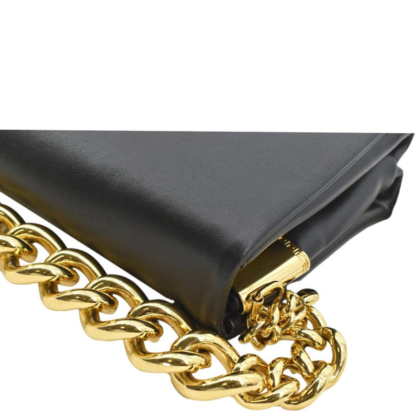 Versace Medusa Calfskin Leather Chain Clutch Chanel Bag Black - Top Left