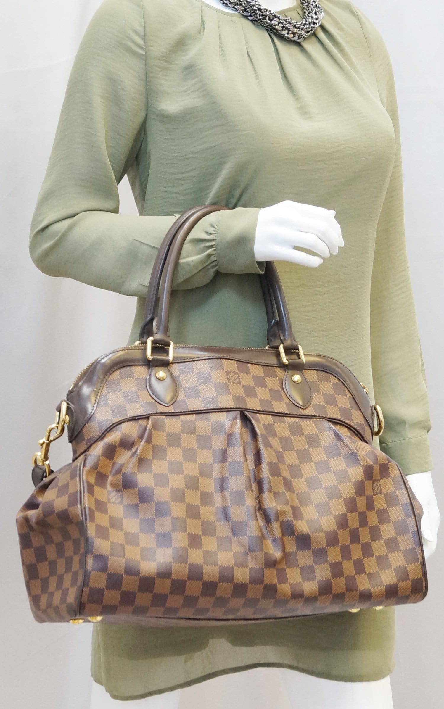 Authentic Louis Vuitton Trevi GM Damier Ebene 2 Way Handbag Shoulder Strap