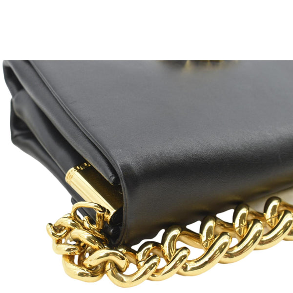 Versace Medusa Calfskin Leather Chain Clutch Bag Black - Top Right