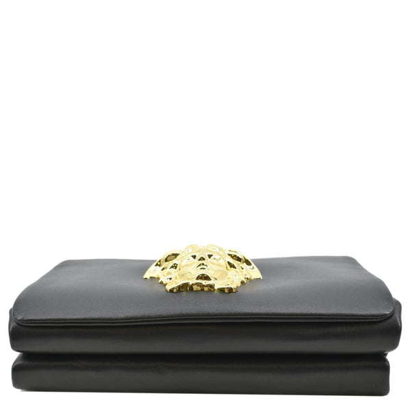 Versace Medusa Calfskin Leather Chain Clutch Chanel Bag Black - Bottom