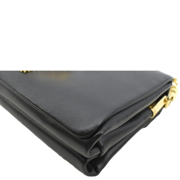 Versace Medusa Calfskin Leather Chain Clutch Bag Black - Bottom Right