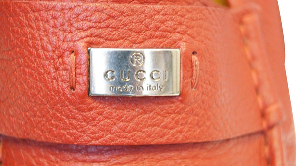 GUCCI Trademark Logo Drivers Loafers Shoes Red Size 10.1/2
