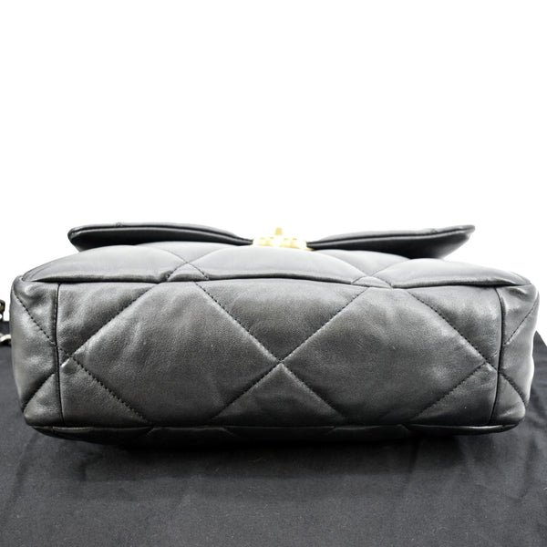 CHANEL 19 Flap Quilted Lambskin Leather Shoulder Bag Black