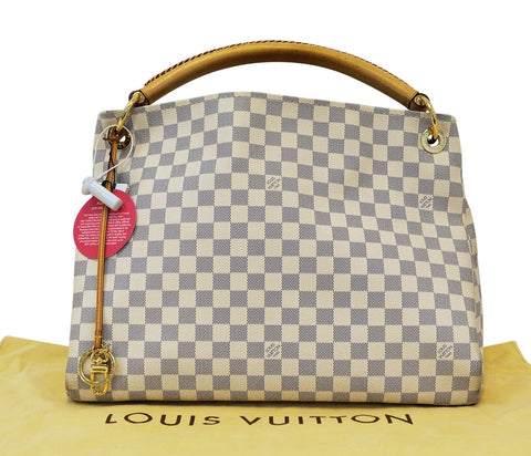 LOUIS VUITTON Damier Azur Artsy MM White Shoulder Bag