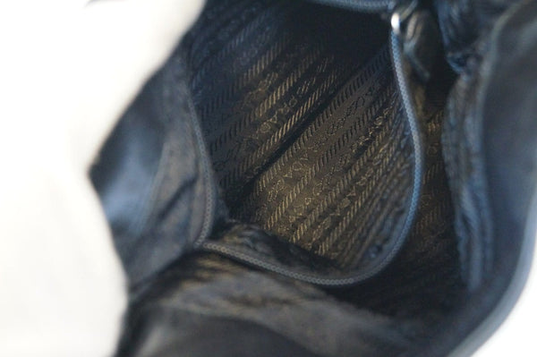 PRADA Milano Black Leather Hobo Shoulder Bag TT1209