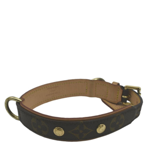 LOUIS VUITTON Baxter Monogram Canvas Dog Collar Brown