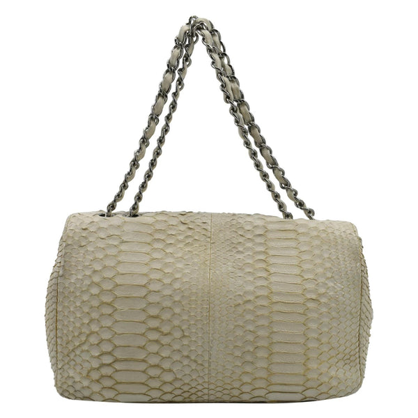 Chanel Flap Python Leather Crossbody Bag Ivory - Back