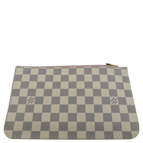LOUIS VUITTON Neverfull Damier Azur Pochette Wristlet Pouch White
