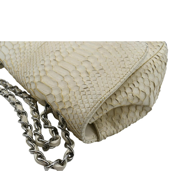 Chanel Flap Python Leather Crossbody Bag Ivory - Top Left