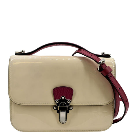 LOUIS VUITTON Cherrywood BB Patent Calfskin Leather Shoulder Bag Creme