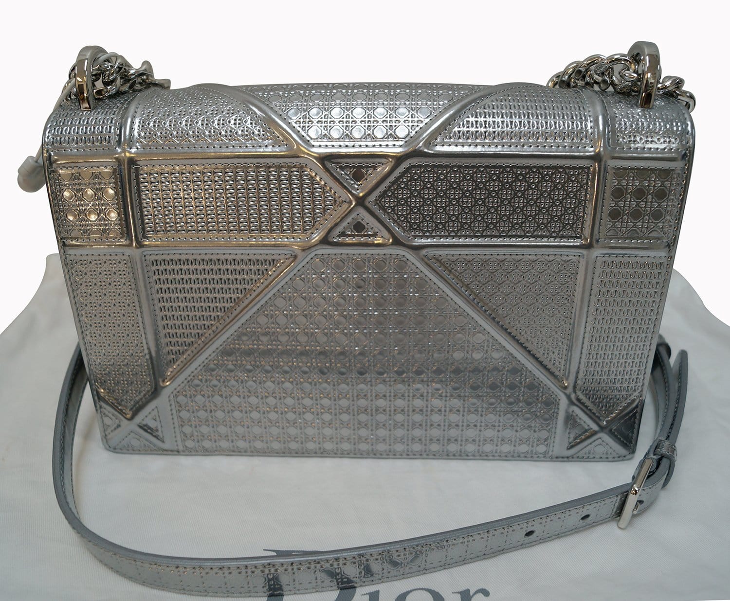 Diorama leather crossbody bag Dior Silver in Leather - 31479716