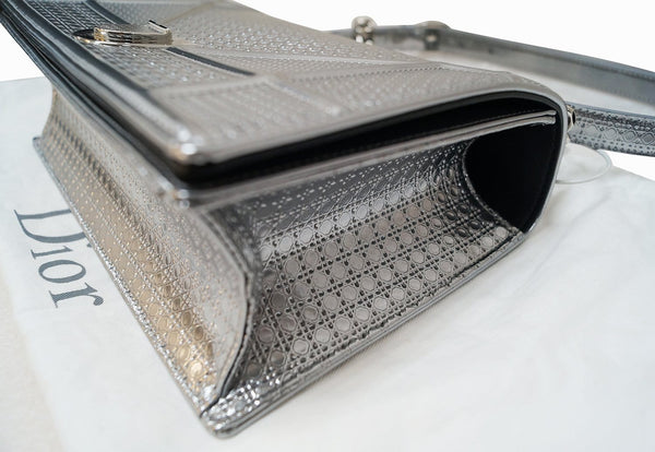 CHRISTIAN DIOR Handbags - Diorama Silver Perforated Leather - corners