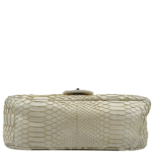 Chanel Flap Python Leather Crossbody Bag Ivory - Bottom