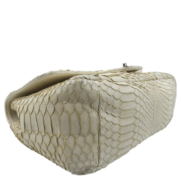 Chanel Flap Python Leather Crossbody Bag Ivory - Bottom Left