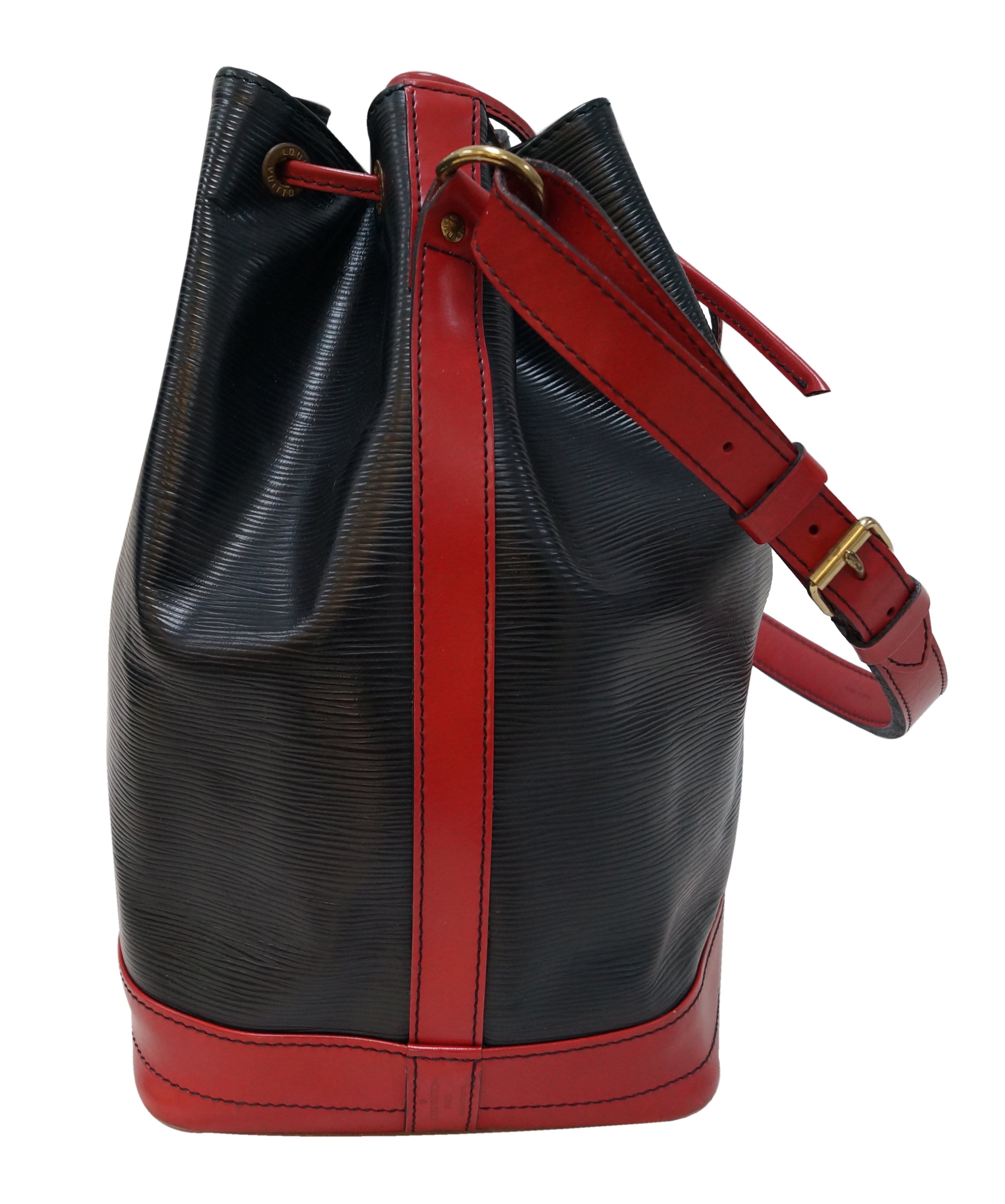 Louis Vuitton Black/Castilian Red Epi Leather Large Noe Bag - Yoogi's Closet
