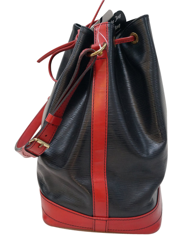LOUIS VUITTON Black Red Epi Leather Large Noe Bag