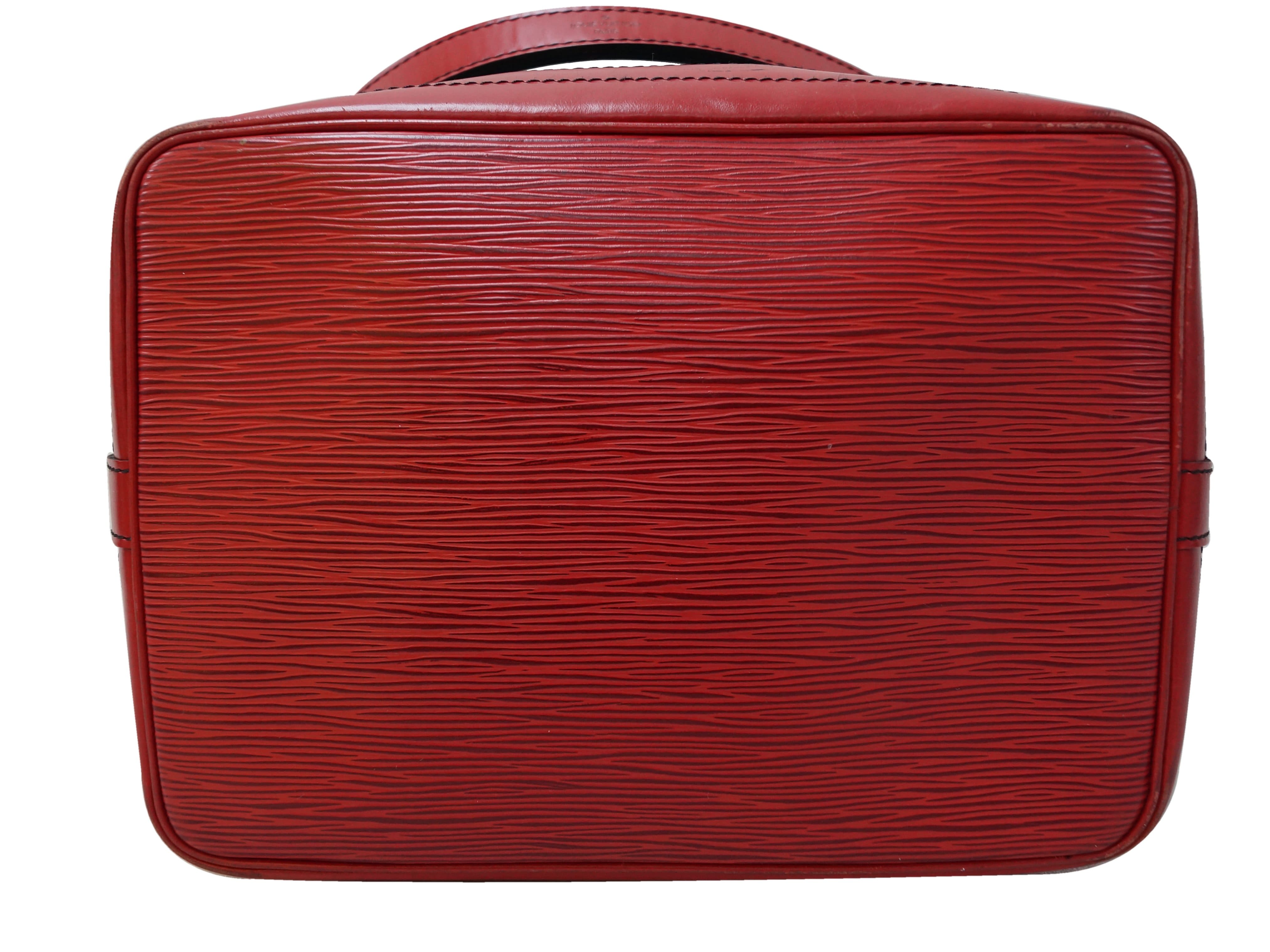 Louis+Vuitton+Petit+No%C3%A9+Black+Interior+Bucket+Bag+PM+Red+Leather for  sale online
