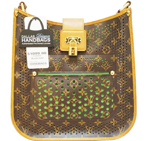 LOUIS VUITTON Monogram Perforated Musette Green Bag Limited Edition