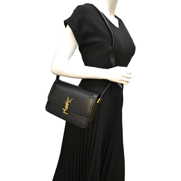 YVES SAINT LAURENT Solferino Medium Leather Shoulder Bag Black