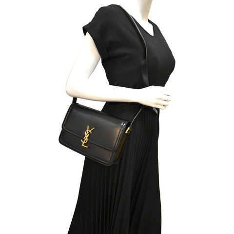 YVES SAINT LAURENT Solferino Medium Leather Shoulder Bag Black