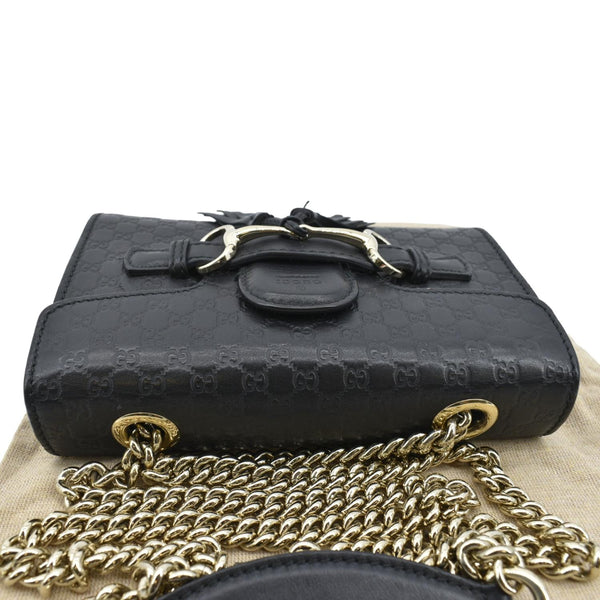 GUCCI Emily Mini Micro GG Leather Shoulder Bag Black 449636