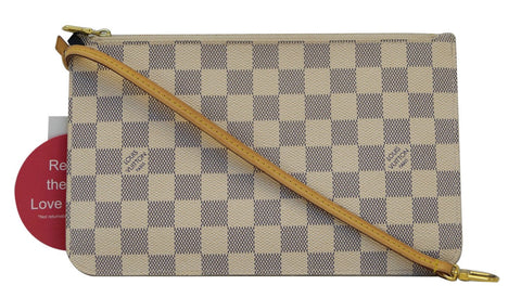 LOUIS VUITTON Damier Azur Neverfull MM Pochette Wristlet Clutch