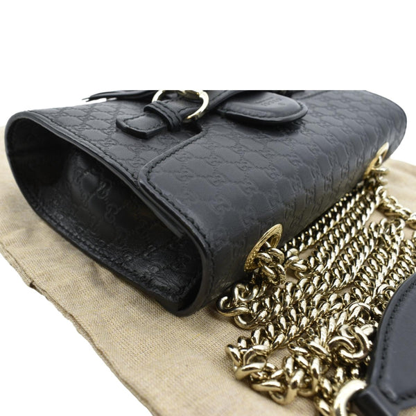 GUCCI Emily Mini Micro GG Leather Shoulder Bag Black 449636