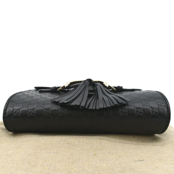 GUCCI Emily Mini Micro GG Leather Shoulder Bag Black 449636