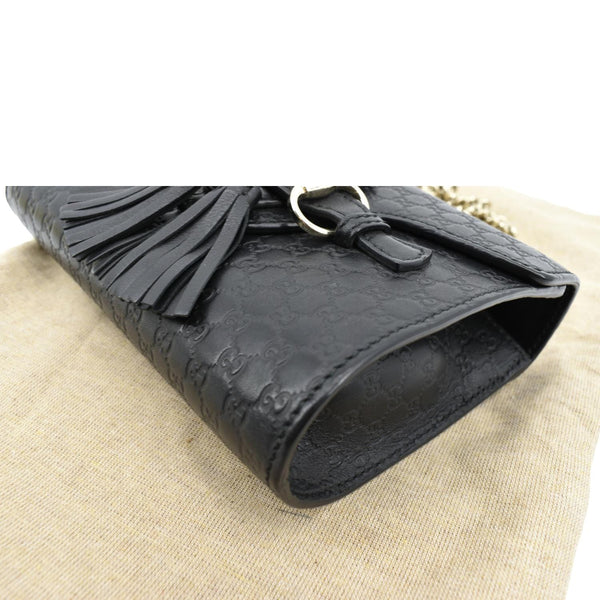 GUCCI Emily Mini Micro GG Leather Shoulder Bag Black 449636