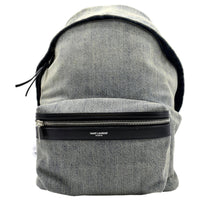 YVES SAINT LAURENT Denim Backpack Bag Gray