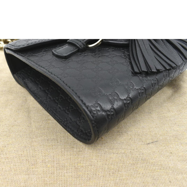 GUCCI Emily Mini Micro GG Leather Shoulder Bag Black 449636