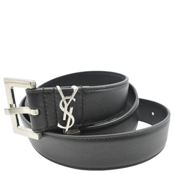 YVES SAINT LAURENT Logo Leather Belt Black