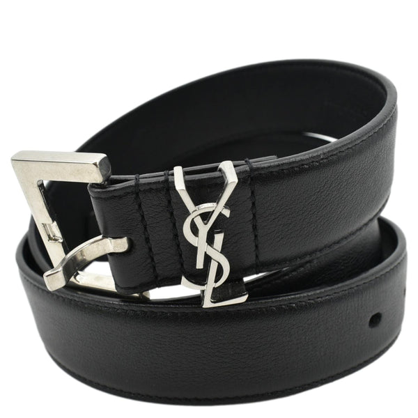 YVES SAINT LAURENT Logo Leather Belt Black