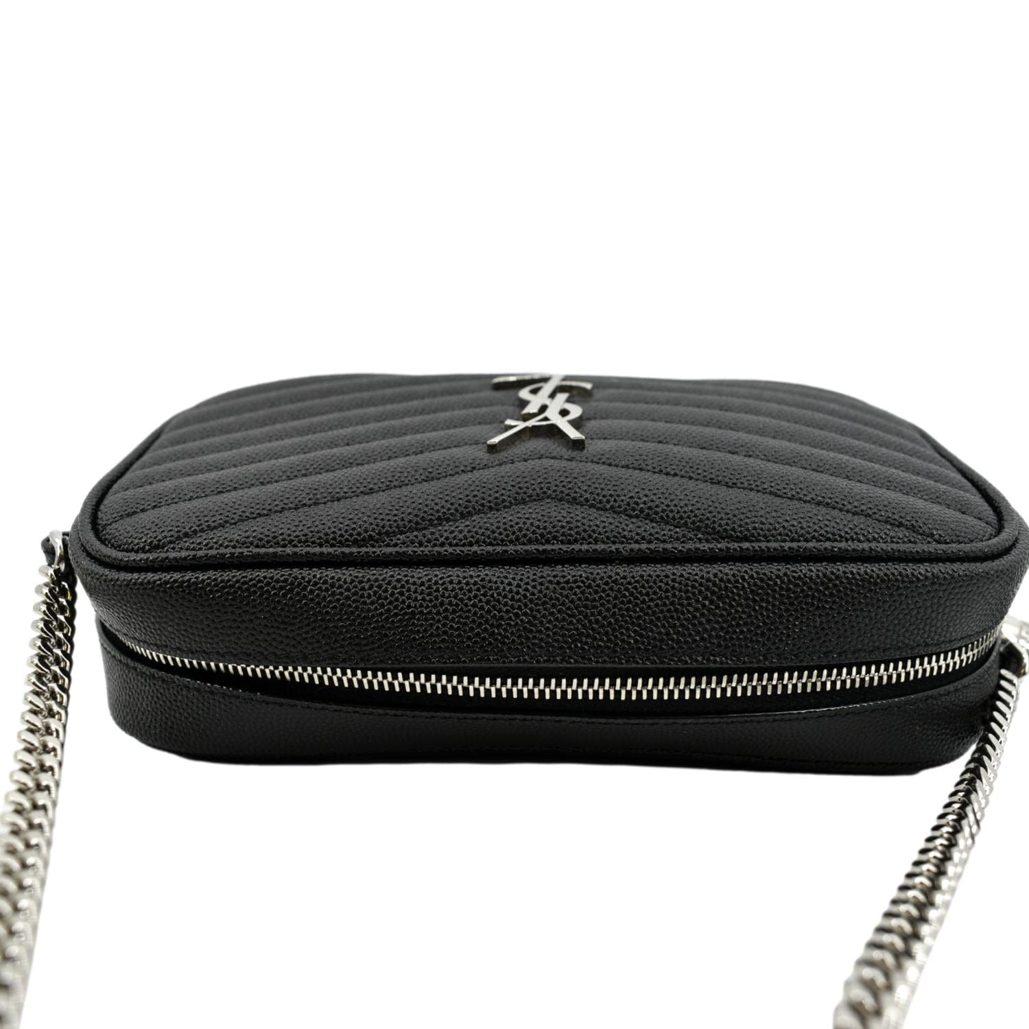 Lou Mini Leather Crossbody Bag in Black - Saint Laurent