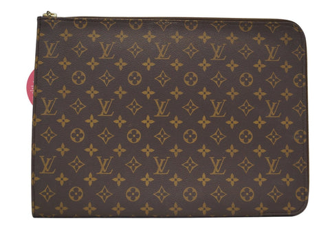 LOUIS VUITTON Monogram Brown Poche Documents Briefcase Clutch