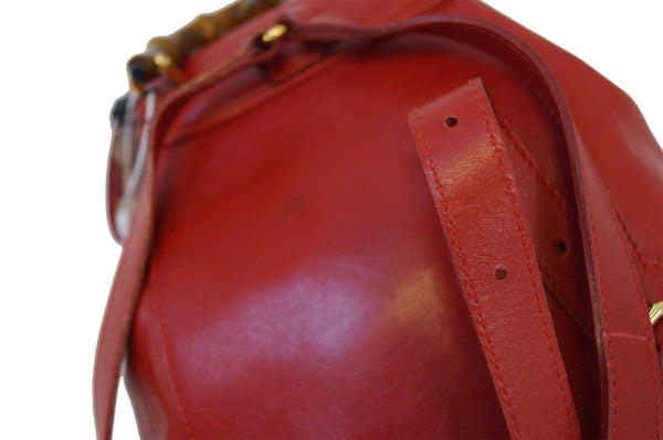 GUCCI Bamboo Leather Red Backpack Bag